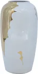 Home4you Vaas TITAN STONE D16xH29cm, valge/kuldne j&otilde;gi
