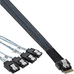 INLINE Slim SAS Kabel SFF-8654 zu 4x SATA 7-pin 12GB/s 0,5m