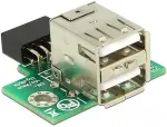 DeLOCK USB Pfostenbuchse > 2 x USB 2.0 Typ-A Buchse - oben