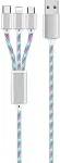 2GO USB 3in1 LED-Ladekabel Micro-USB/Lightn./USB-C 100cm mc
