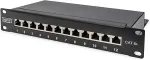 Digitus 10" patch panel DN-91612S-EA, 12-port, Cat.6a black, 1U, rack mount, shielded