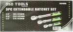 DSDTOOLS 3 TK. TELESKOOPP&Uuml;HKURITE KOMPLEKT 1/4&Prime;, 3/8&Prime; JA 1/2&Prime; DS1085