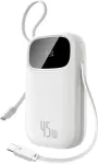 BASEUS EnerFill FC31 QPow3 10000mAh 45W Power Bank with Digital Display and 2 Built-in USB-C Cables &ndash; White