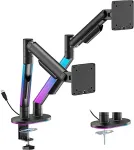 NONAME Dual Monitor 17"-35" Gas Spring Arm, RGB Lighting, Black