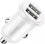 BASEUS Auto laadija Grain Pro kahe USB pesaga 4.8A White (CCALLP-02)