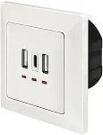 Logilink Unterputz-Steckdose, 1x USB-C, 2x USB-A, wei&szlig; Laden von 3 USB-Ger&auml;ten gleichzeitig, Eingang: 230 V AC, - 1 St&uuml;ck (PA0254)