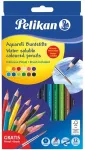 Pelikan Akvarellpliiats 12 v&auml;rvi kuusnurkne + pintsel