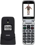 Mobiiltelefon EVOLVEO EasyPhone FS, 2.8" flip phone for seniors with charging stand (black)