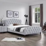 Home4you Voodi SANDRA 160x200cm, madratsiga HARMONY TOP, helehall