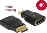 DELOCK Adapter High Speed HDMI mit Ethernet - HDMI Mini-C Stecker > HDMI-A Buchse 4K schwarz