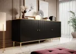 Cama MEBLE GLAMOUR chest 180x40x75.5 cm black matt + gold