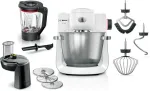K&ouml;&ouml;gikombain Bosch MUM6EW22 food processor (white/stainless steel, 1,600 watts, series 6, patisserie set, mixer attachment)