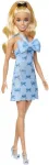 Barbie Fashionistas Doll #237 in Blue Bow Halter Dress, Blonde Ponytail with Bow Accessory