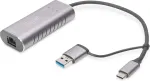 Digitus | USB Type-C Gigabit Ethernet Adapter 2.5G, USB-C + USB A (USB3.1/3.0) | DN-3028 | USB3.0/USB C 3.1 to 2.5G Ethernet Adapter