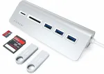 SATECHI Type-C Aluminum USB Hub & Card Reader, Silber, ST-TCHCRS