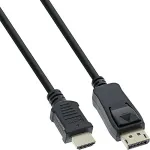 Inline - Video- / Audiokabel - DisplayPort / HDMI - DisplayPort (M) - bis - HDMI, 19-polig (M) - 3,0m - (DisplayPort 1,1) - Schwarz (17183)