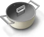 SMEG CSF2412CRM Pott 24 cm keraamilise kattega, roostevabast terasest k&auml;epide, kreemjas matt