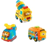 Vtech Tut Tut Baby Flitzer - Set of 3 Coach, Helicopter, Concrete Mixer, Toy Vehicle