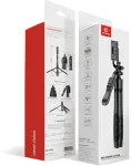 Statiiv CRONG Aluminium selfie stick Bluetooth tripod black