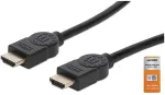 Manhattan Premium High Speed HDMI-Kabel mit Ethernet-Kanal 4K@60Hz, HEC, ARC, 3D, 18 Gbit/s Bandbreite, HDMI-Stecker auf HDMI-Stecker, geschirmt, schwarz, 3 m (355353)