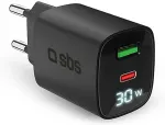Sbs Charger GaN 30W, USB-C, LCD, Black