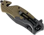 101 INC Commander Rescue Knife, Black/Tan