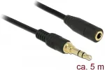 DELOCK Klinkenverl&auml;ngerungskabel 3,5 mm 3 Pin Stecker zu Buchse 5 m schwarz