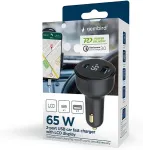 GEMBIRD Car charger 65W USB-A+C PD LCD black