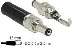 DeLOCK Steckverbinder DC 5,5 x 2,5 mm mit L&auml;nge 12,0 mm Hohlstecker L&ouml;tversion