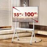 Maclean TV stand / cart, camera shelf, on casters, 55-100", max load 120kg/10kg shelf, max. VESA 900x600, white, MC-114 W