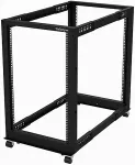 StarTech .COM 18U Open Frame Rack - 4 Post - 22-40in. Adjustable Depth - 1200lb. Weight Capacity - w/ Casters and Cable Hooks