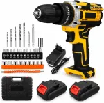 Extralink Tools | wiertarko-wkrętarka akumulatorowa | ż&oacute;łta + 2 akumulatory