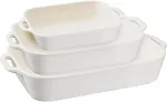STAUB Ceramic 3-pc Rectangular Baking Dish Set, White