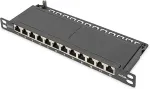 Digitus 10" slim patch panel DN-91612S-SL-EA, 12-port, Cat.6a (black, 0.5U, rack mount, shielded)
