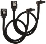 CORSAIR Premium Sleeved SATA-Kabel gewinkelt, schwarz 30cm - 2er Pack