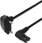 DELTACO Toitejuhe CEE 7/16 - C7 nurgeline, 1,5m, must