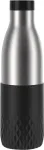 EMSA Bludrop sleeve insulated drinking bottle 0.7 liters, thermos bottle (black, stainless steel, silicone sleeve)