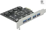 V&otilde;rgukaart DeLOCK PCIe x1 K 4x ext USB-A BU SS USB - 90509