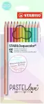 STABILO v&auml;rvipliiats Aquacolor Pastellove, 12 v&auml;rvi