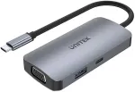 UNITEK D1051A USB-C jaotur 1xUSB 3.1 Gen1 VGA 2xHDMI PD MST