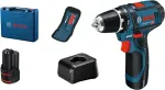 Bosch cordless drill driver GSR 12V-15 Professional, 12Volt (blue/black, 2x Li-ion battery 2.0Ah, 10 bits, case)