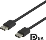 DELTACO DisplayPort kaabel, DP 1.4, 7680x4320 60 Hz, 1,5 m, must