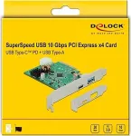 V&otilde;rgukaart DELOCK PCI Express x4 Karte zu 1 x extern USB Type-C&trade; Buchse mit PD Funktion + 1 x extern USB Typ-A Buchse USB 10 Gbps