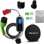 QOLTEC Mobilna ładowarka do samochodu elektrycznego EV i hybryd z regulacją 2w1 Typ2 | 11kW | 400V | CEE 16A | Wi-fi | TUYA | SMART LIFE | LCD | Przenośna | Wallbox | 5m