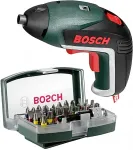 Bosch Cordless screwdriver IXO 5, with 32-piece bit set (green/black, Li-ion battery 1.5Ah 3.6V)