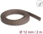 DeLOCK Geflechtschlauch nagerfest dehnbar 2 m x 12 mm braun