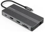 NONAME Adapter USB Type-C - 2x HDMI, VGA, LAN, 3x USB Type-A, SD, TF, USB Type-C PD100W, Aux
