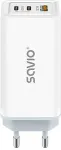 SAVIO LA-07 adowarka Sieciowa GaN 65W Biaa Headphones, Headset, Tablet, Telephone, Watch White AC Outdoor