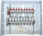 Noname Heating Manifold 9 Loops with Thermal Actuators NC AC230V and Flow Meters