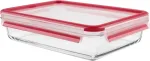 Emsa CLIP & CLOSE glass food storage container 2.0 liters (transparent/red, rectangular)